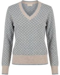 Drumohr - Razor Blade Geometric-Pattern V-Neck Sweater - Lyst
