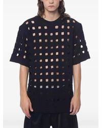 Nicolo' Beretta - Cut-Out Grid-Pattern T-Shirt - Lyst