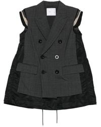 Sacai - Glen Double-Breasted Checked Vest - Lyst