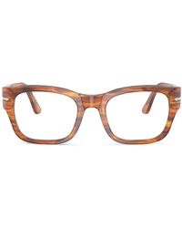 Persol - Eckige Brille Mit Streifendetail - Lyst