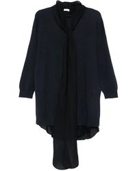 Brunello Cucinelli - Vestido de canalé con lazo en el cuello - Lyst