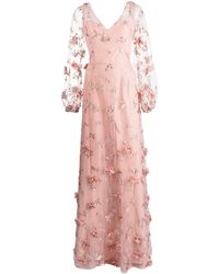 Marchesa Avellino Kleid mit Blumenstickerei - Pink