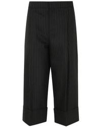 Elisabetta Franchi - Pinstripe-Pattern Cuffed Trousers - Lyst