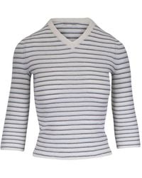 Vince - T-Shirt Rayé À Col V - Lyst