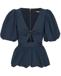 ROTATE BIRGER CHRISTENSEN - Ruotare La Camicetta Di Cotone Blu Scuro - Lyst