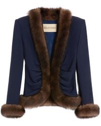 Valentino Garavani - Fur-Trimmed Crepe Jacket - Lyst