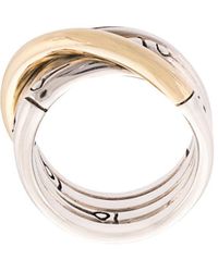 John Hardy - 18kt Yellow And Sterling Silver Bamboo Band Ring - Lyst