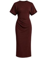 Vince - Gathered Short-Sleeve Midi Dress - Lyst