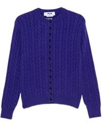 MSGM - Cable-Knit Button-Front Cardigan - Lyst