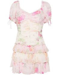 LoveShackFancy - Mini-jurk Met Bloemenprint - Lyst