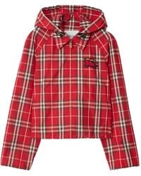 Burberry - Cropped Check Newcott Hooded Jacket - Lyst
