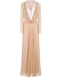 Alberta Ferretti - Robe Longue En Soie À Col V - Lyst