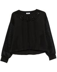 DKNY - Embellished Mesh-Sleeve Sweatshirt - Lyst