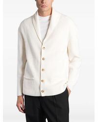 Ballantyne - Ribbed-Knit Shawl-Collar Cardigan - Lyst