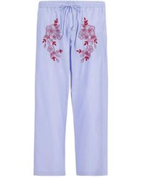 BAZISZT - Floral-Embroidered Trousers - Lyst