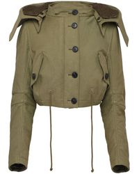 Prada - Button-up Cropped Hooded Jacket - Lyst