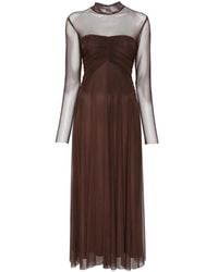 Twinset - Ruched Sheer-Panel Maxi Dress - Lyst