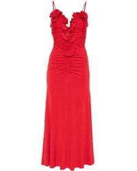 Nissa - Floral-Appliqué Midi Dress - Lyst