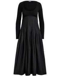 Polo Ralph Lauren - Pleated Long-Sleeve Midi Dress - Lyst