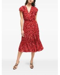 Brooks Brothers - Flounced Poppy-Print Midi Dress - Lyst