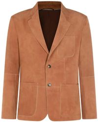 Canali - Single-Breasted Suede Jacket - Lyst