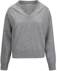 Brunello Cucinelli - V-Neck Cashmere Sweater - Lyst