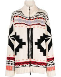 Giada Benincasa - Patterned Intarsia-knit Zipped Cardigan - Lyst