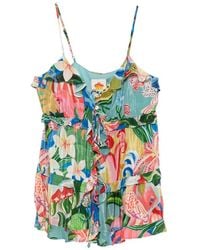 FARM Rio - Ruffled Floral-Print Top - Lyst