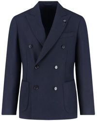 Lardini - Wool double-breasted blazer - Lyst