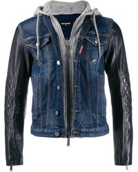 DSquared² Denim Jack Met Hoodie - Blauw