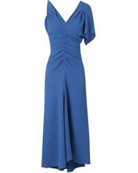 Victoria Beckham - Asymmetrische Midi-Jurk Met Ruches - Lyst