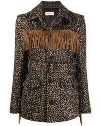 Saint Laurent - Leopard Print Tasselled Jacket - Lyst