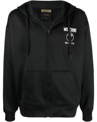 Moschino - Logo Tape Zip Front Hoodie - Lyst