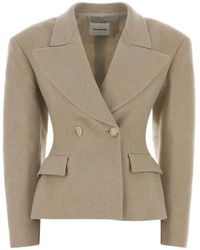 ANDAMANE - Padded-Shoulder Wool Blazer - Lyst