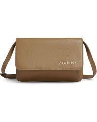 Marni - Logo-embroidered Leather Shoulder Bag - Lyst