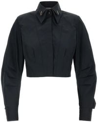 Elisabetta Franchi - Cotton Poplin Shirt With Logo Details - Lyst