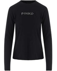 Pinko - Embellished Logo-Patch Long-Sleeve T-Shirt - Lyst