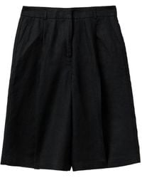 Benetton - Pleat-Detail Linen Shorts - Lyst