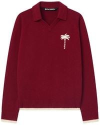 Palm Angels - Palm Tree Knit Loose V-Neck Jumper - Lyst
