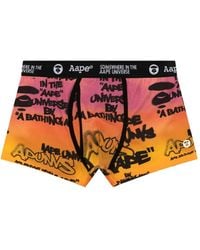 Aape By A Bathing Ape - Logo-Print Graffiti-Effect Boxers - Lyst