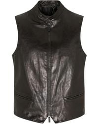 Giorgio Armani - Gilet En Cuir À Fermeture Zippée - Lyst