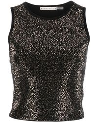 Alice + Olivia - Darina Cropped Crystal-embellished Stretch-knit Top - Lyst