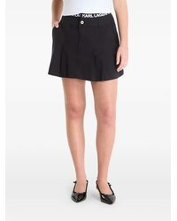 KARL LAGERFELD - Logo-Waistband Pleated Skirt - Lyst