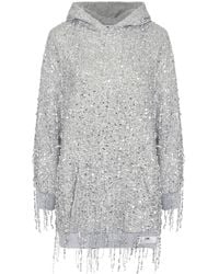 Elisabetta Franchi - Abito Corto Con Cappuccio E Paillettes - Lyst