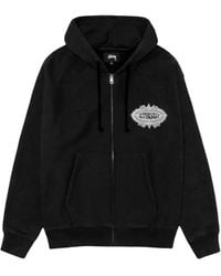 Stussy Thermal Stock Hoodie in Black | Lyst