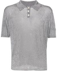 Marine Serre - Metallic Pointelle-knit Polo Shirt - Lyst