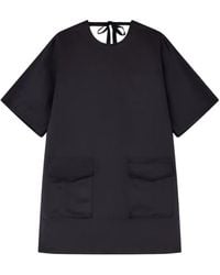 Ganni - Pocket-Detail Tie-Neck Mini Dress - Lyst