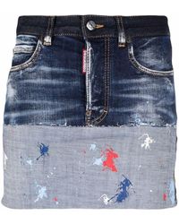 DSquared² - Jeans-Minirock mit Farbklecks-Print - Lyst