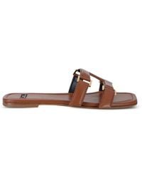 Elisabetta Franchi - Flat Nappa Leather Sandals - Lyst