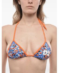 DSquared² - Floral-Print Logo-Print Bikini Top - Lyst